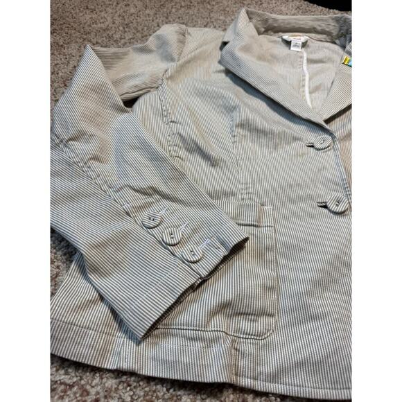 Talbots Cotton Jacket/blazer, size Women's XL, Tan & White striped, size 16 - Picture 7 of 8